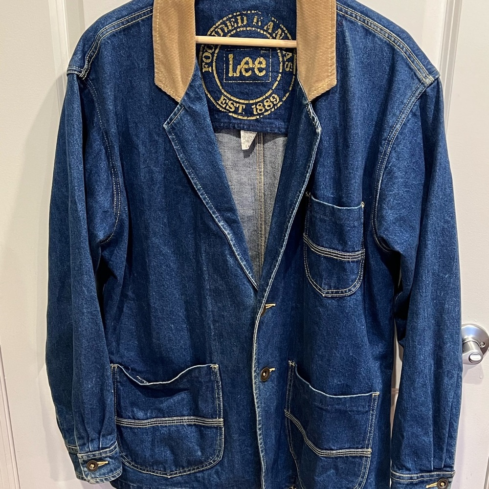 Lee Vintage Denim Chore Coat w/ Corduroy Collar, Men’s L